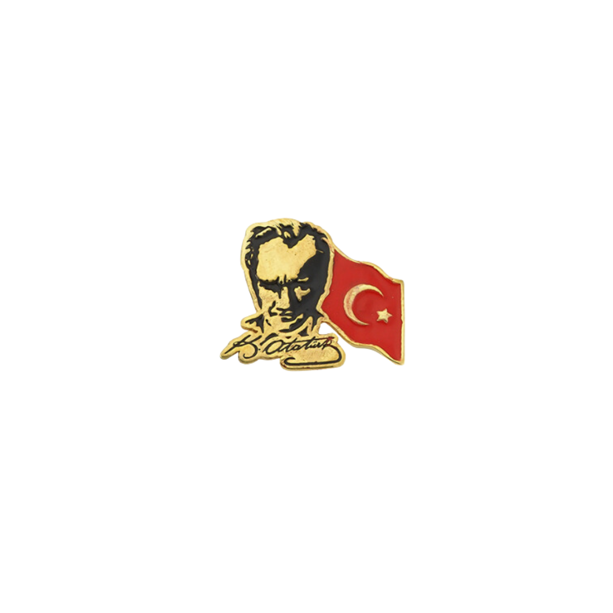 Atatürk ve Türk Bayrağı 14K Altın Kolye Ucu