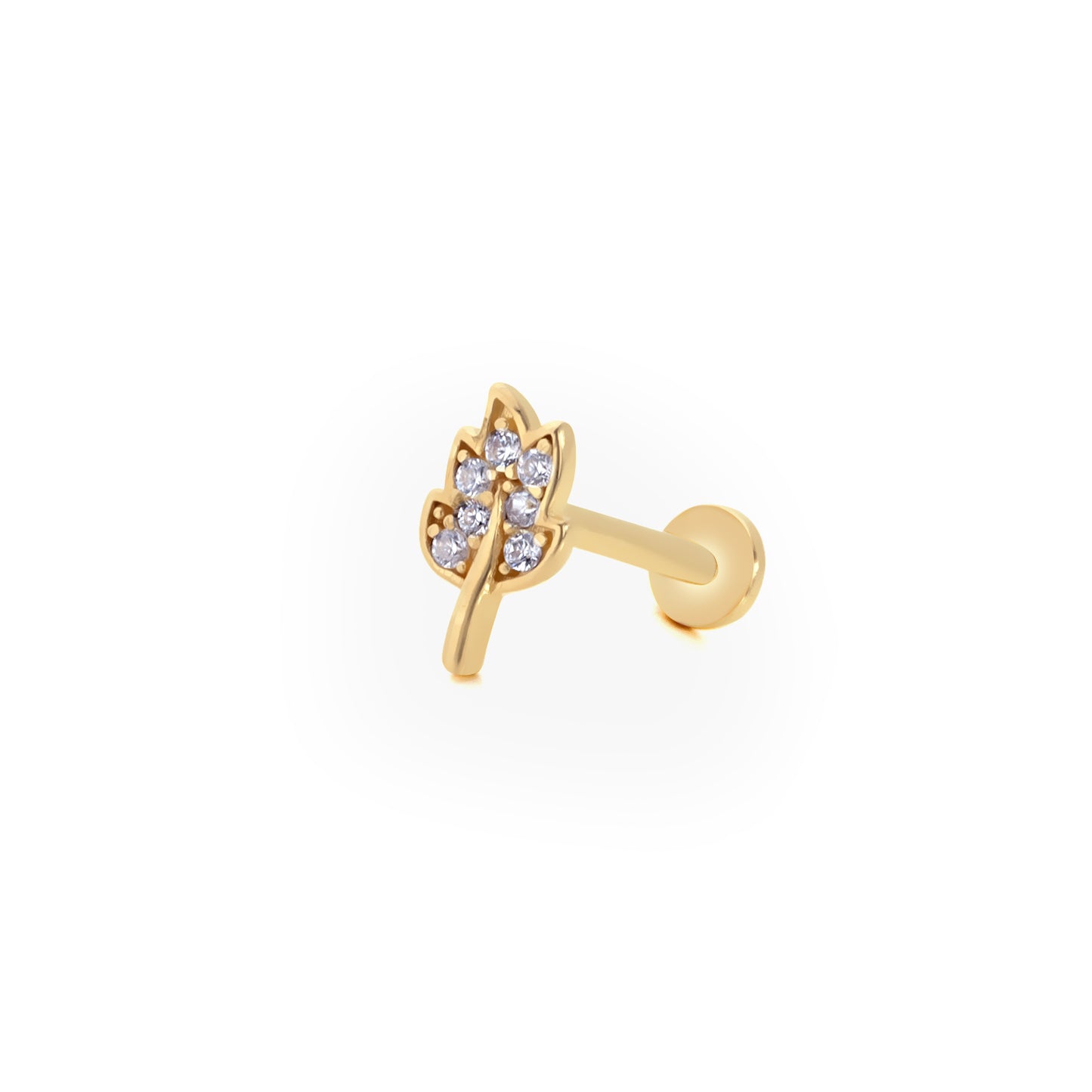 14K Altın Yaprak Tragus Küpe