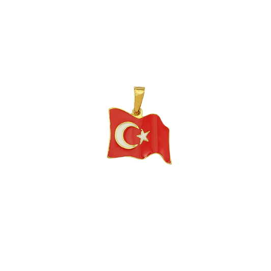 Türk Bayrağı 14K Altın Kolye Ucu